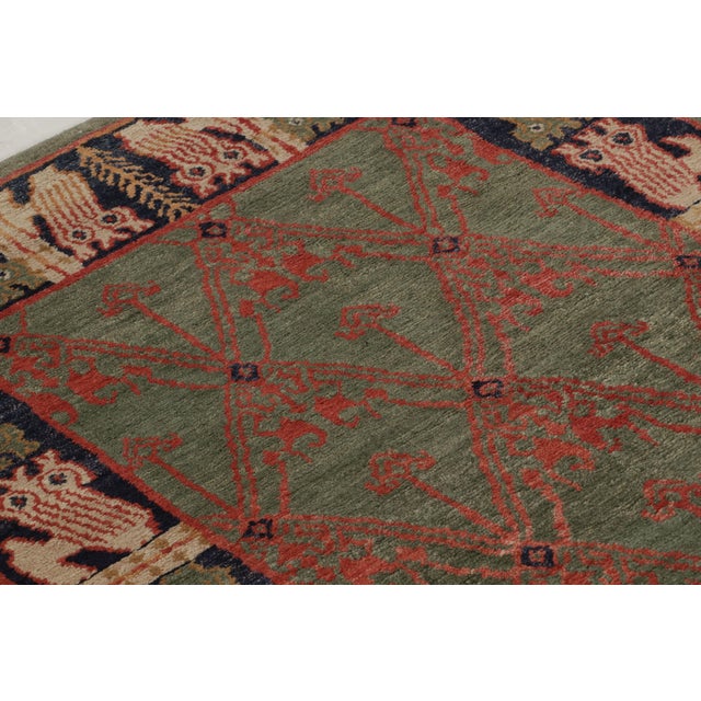 Rug & Kilim Rug & Kilim's Classic European-Style Runner Green Red Custom Rug Pattern For Sale - Image 4 of 10