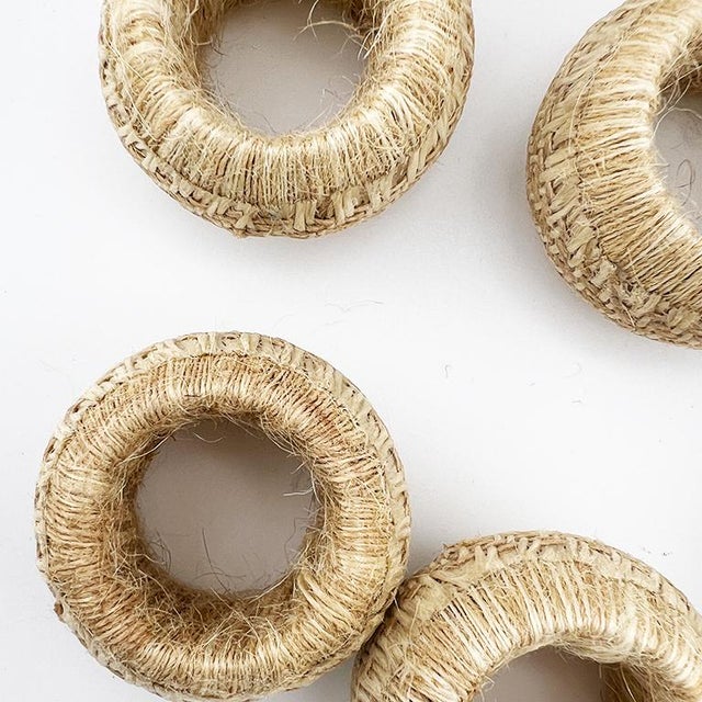 Set of 8 Handwoven Jute Napkin Rings – Natural Textured Tabletop Accents, Late 20th Century For Sale - Image 4 of 8