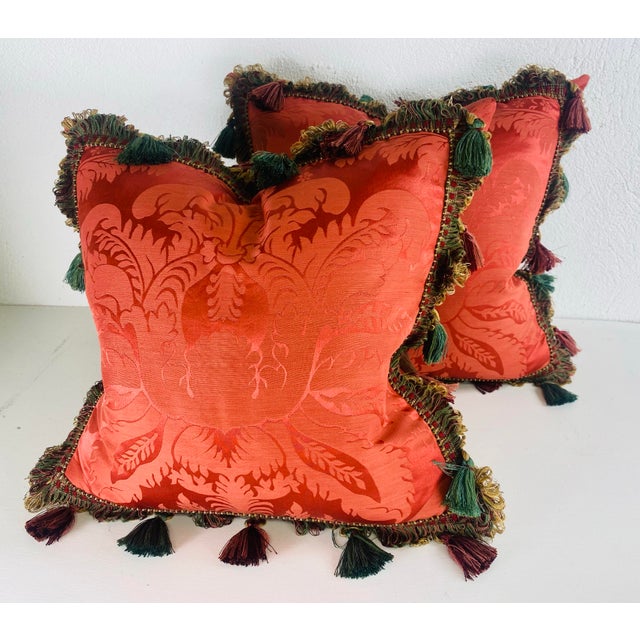 Vintage Scalamandre Classic Tasseled Silk Pillows/Pair For Sale - Image 11 of 11