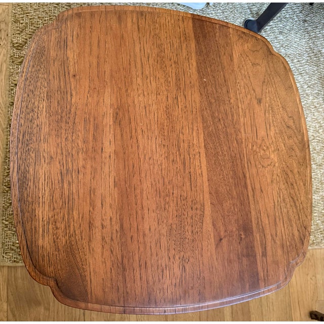 Henredon Vintage Davis Cabinet Company (Henredon)Mid Century Modern Walnut Drum Clover Side Table For Sale - Image 4 of 11