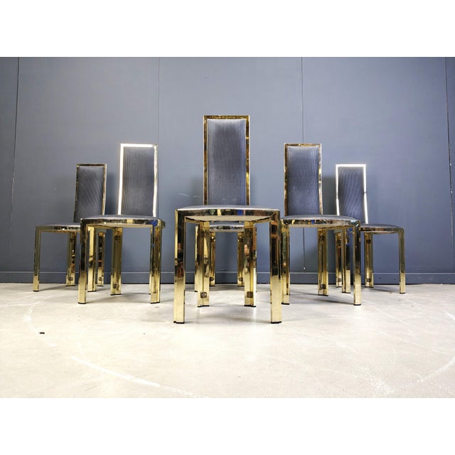 Vintage French Brass Dining Chairs, 1970s, Set of 6 For Sale - Image 6 of 12