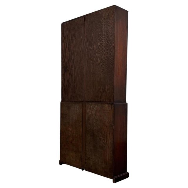 Early 20th Century Antique English Glazed Oak Display Cabinet For Sale - Image 6 of 10