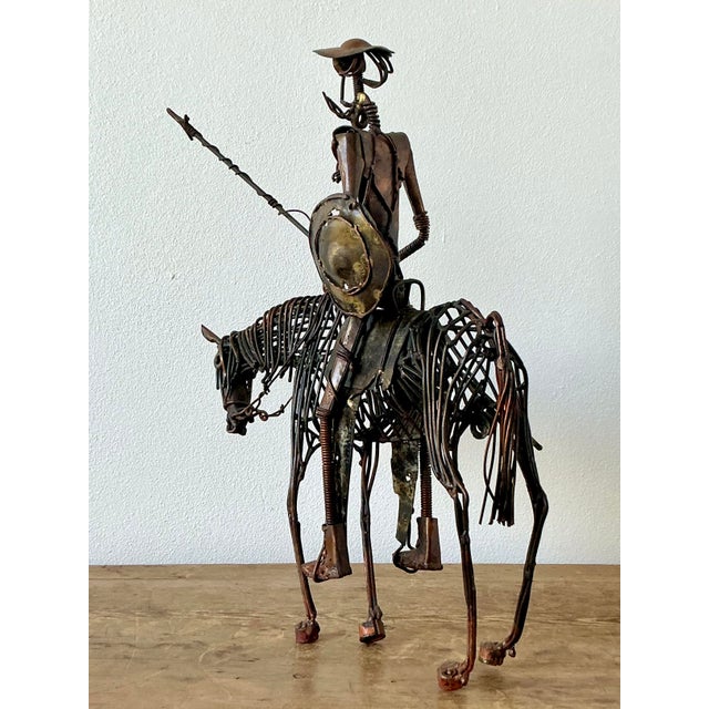 Metal Vintage Boho Brutalist Sculpture of Don Quixote De La Mancha For Sale - Image 7 of 12