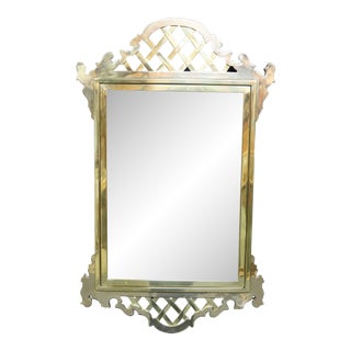 Mid 20th Century Brass Chippendale Style Mirror For Sale