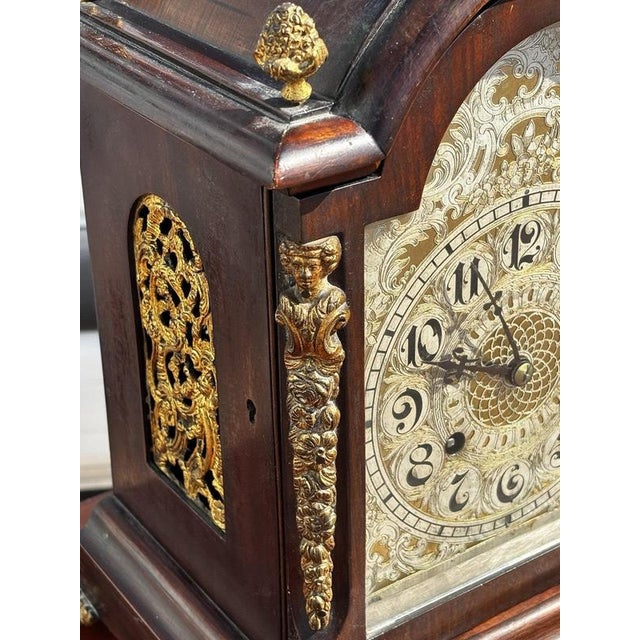 Antique Bracket Clock with Key For Sale - Image 5 of 13