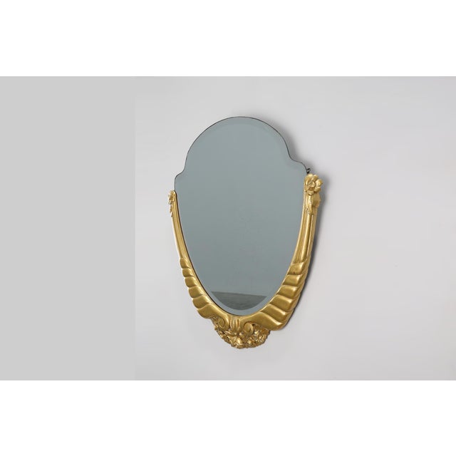 1920s Vintage Art Deco French Carved Gilt Wooden Mirror, 1920 For Sale - Image 5 of 11