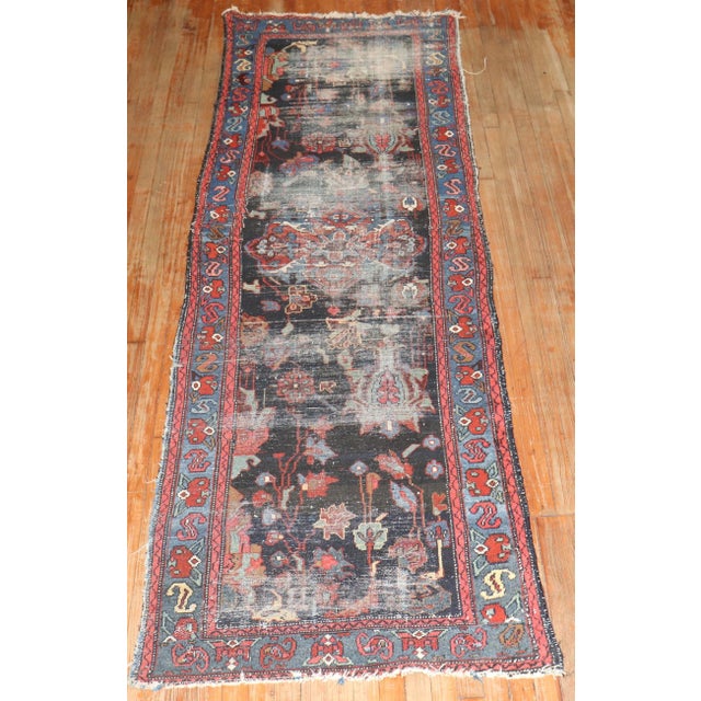 Textile Early 20th Century Worn Distressed Zabihi Collection Persian Runner - 3'2" x 9'11" For Sale - Image 7 of 10
