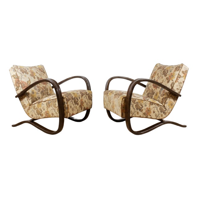 Mid-Century Bentwood Model H-269 Armchairs by Jindřich Halabala, Czech ...