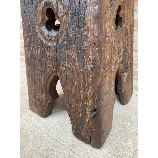 Early 20th Century French Dark Oak Stool, 1910s For Sale - Image 4 of 8