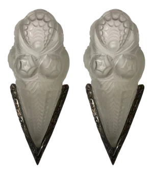 French Art Deco Sconces in the Style of Degue - a Pair