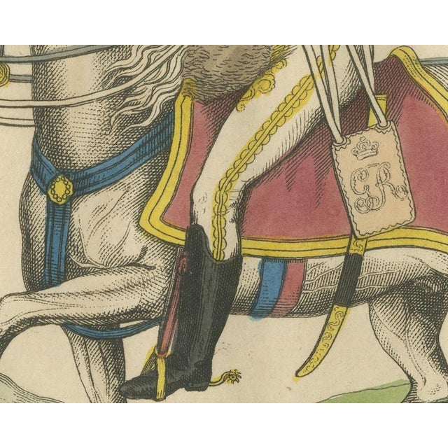 19th Century Richard Evans, Marquis of Anglesey in Hussar Uniform with Raised Saber, Hand Colored, 1815, Engraving For Sale - Image 5 of 8