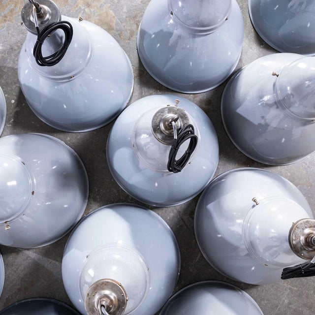 Light Yellow Double Domed Benjamin Enamelled Pendant Lamp, 1950s For Sale - Image 8 of 14