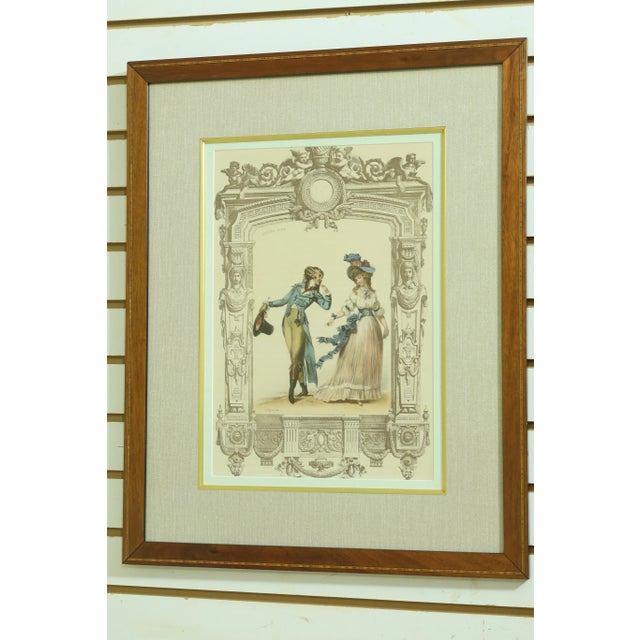 Traditional Vintage Classical Colored Engraving Fashion Prints - a Pair For Sale - Image 3 of 12