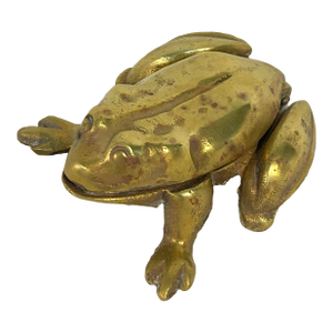 Vintage Cast Brass Frog Hinged Lidded Trinket Box