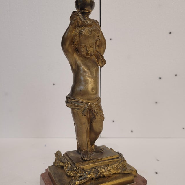 Candleholder Putti in Ormolu and Marble, France, 1880s, Set of 2 For Sale - Image 17 of 18