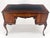 Mid 20th Century Carved Mahogany Embossed Black Leather Top Petit Compact 5 Drawers Desk MINT For Sale - Image 5 of 14