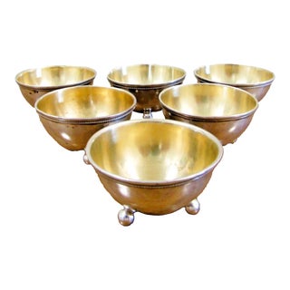 Antique National Silver Company Sterling Silver Salt Cellars Ball Feet - Set of 6 For Sale