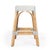 Robias 24.5 in. Seat Height Rectangular Rattan Backless Counter Stool with Footrest, Gray/White Dot / Natural Rattan Frame For Sale In Chicago - Image 6 of 9