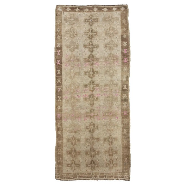 Textile 1960s Vintage Washed Out Turkish Kars Rug- 6′3″ × 14′9″ For Sale - Image 7 of 7