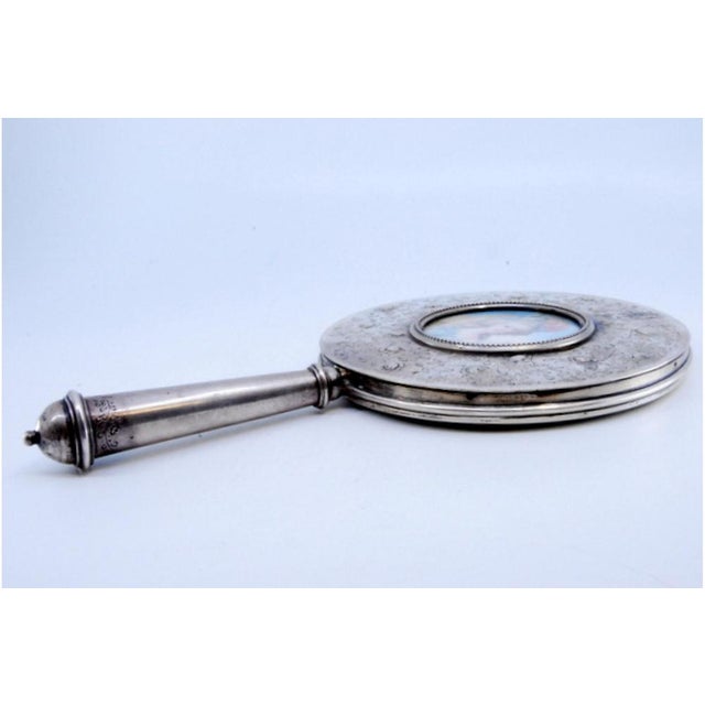 Circular Silver Hand Mirror For Sale - Image 6 of 10