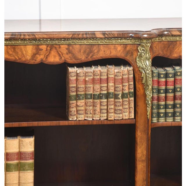 Gilt Metal Mounted Walnut Breakfront Open Bookcase For Sale - Image 11 of 18