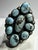 Beautiful Native American Golden Hills Turquoise statement ring composed of nine golden Hills cabs by Tim Vandever...