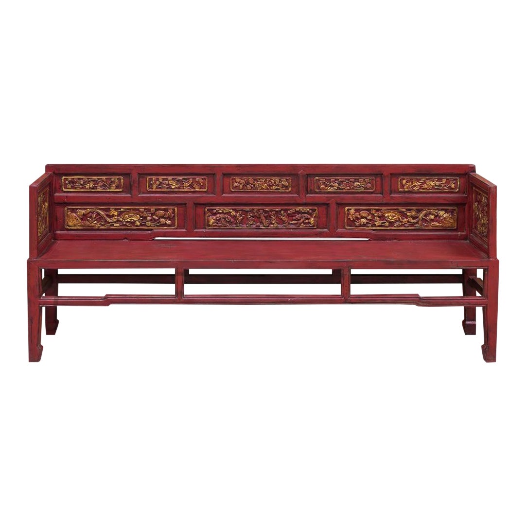 Vintage Chinese Qing Red Elm Wood Style Daybed Chairish