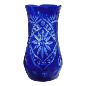 1920s Blue Cut to Clear Vase
