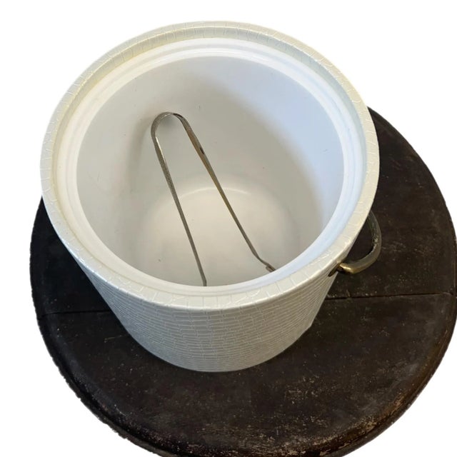 Mid 20th Century White Faux Alligator or Crocodile Ice Bucket by Kromex For Sale - Image 5 of 5