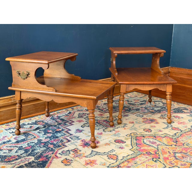 Cinnamon Mid 20th Century Heywood-Wakefield "Old Colony" Solid Maple Step Tables - A Pair For Sale - Image 8 of 12