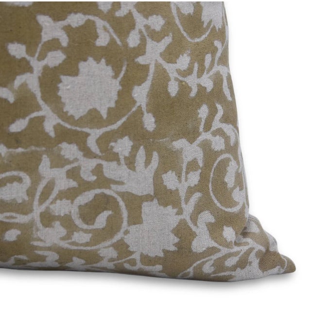 Designer Pillow Cover Hand Block Printed Pure Linen Collection by Devdas 18x18 Inch For Sale - Image 4 of 5