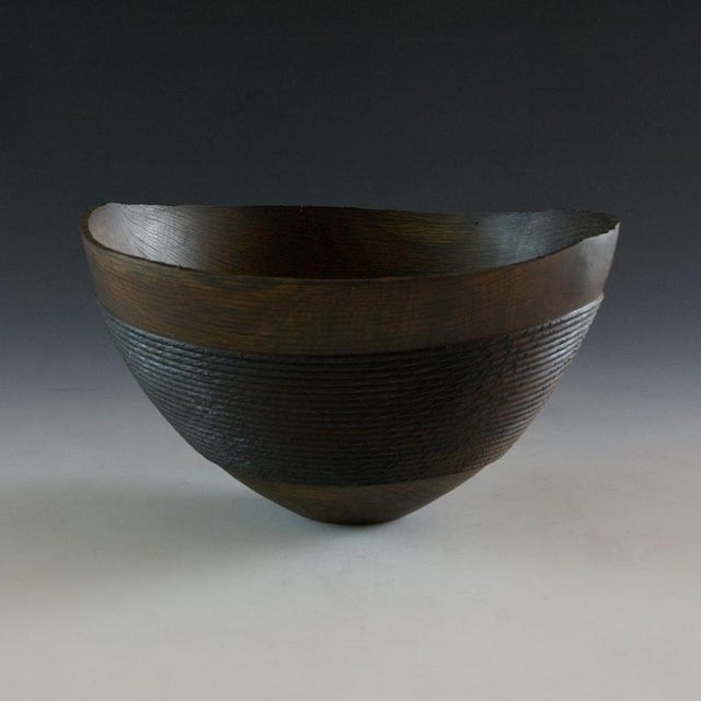 Rope Bowl in Oak and Oxides Wood by Yann Marot For Sale - Image 4 of 7