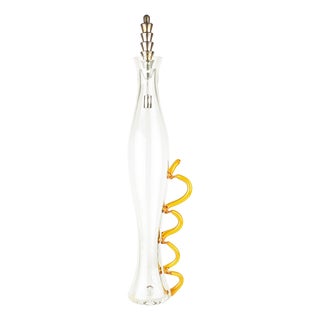 Orange and Clear Murano Glass Bottle with Silver Cork from Cleto Munari, 1990s For Sale