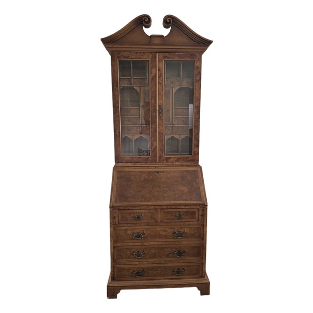 Late 20th Century Trouvailles Inc Burlwood Secretary Desk For Sale