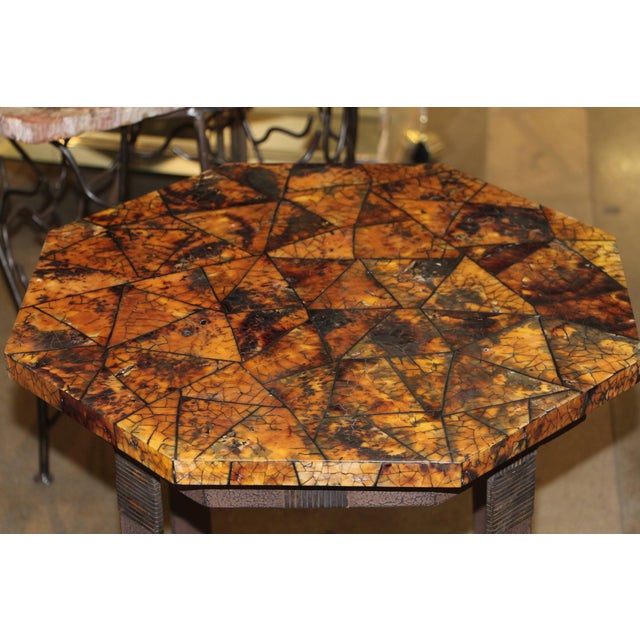 Early 20th Century Kreiss Collection Coconut Shell Octagon Top Table with Iron Base For Sale - Image 4 of 9