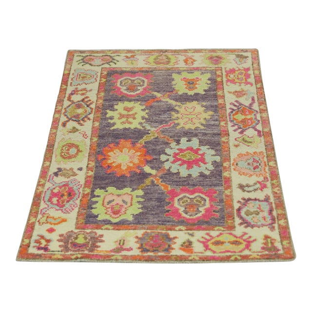 Modern Turkish Oushak Rug 2'9" x 4'9" For Sale