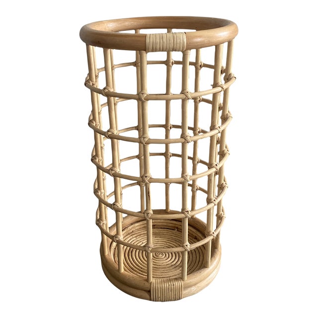 1970s Rattan Umbrella Stand Chairish