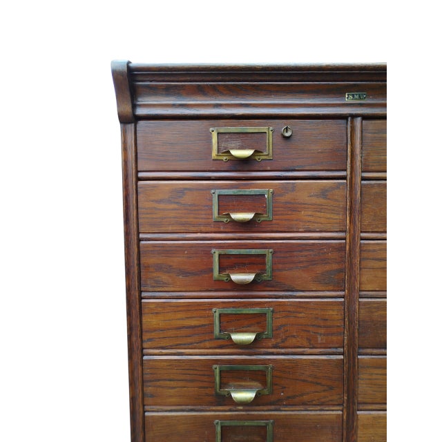 Brown Vintage Danish Archive Filing Cabinet in Oak from Silkeborg Møbelfabrik, 1920s For Sale - Image 8 of 14
