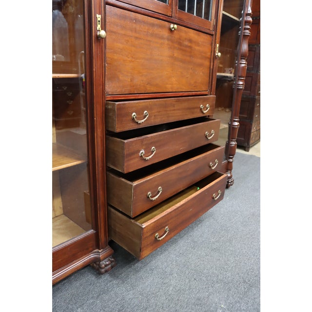 Attributed r.j. Horner Mahogany Breakfront Bookcase Secretary With Winged Griffin Carvings For Sale - Image 18 of 18