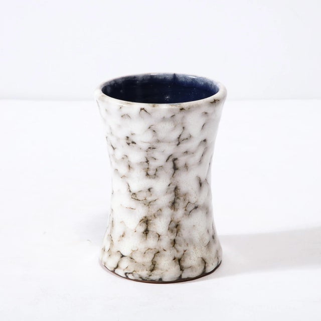 Mid-Century Modernist White and Earth Toned Ceramic Vase For Sale - Image 4 of 13