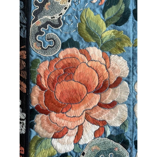 Red Pair of Framed Fine Chinese Antique Embroidery Panels with Forbidden Knots For Sale - Image 8 of 18