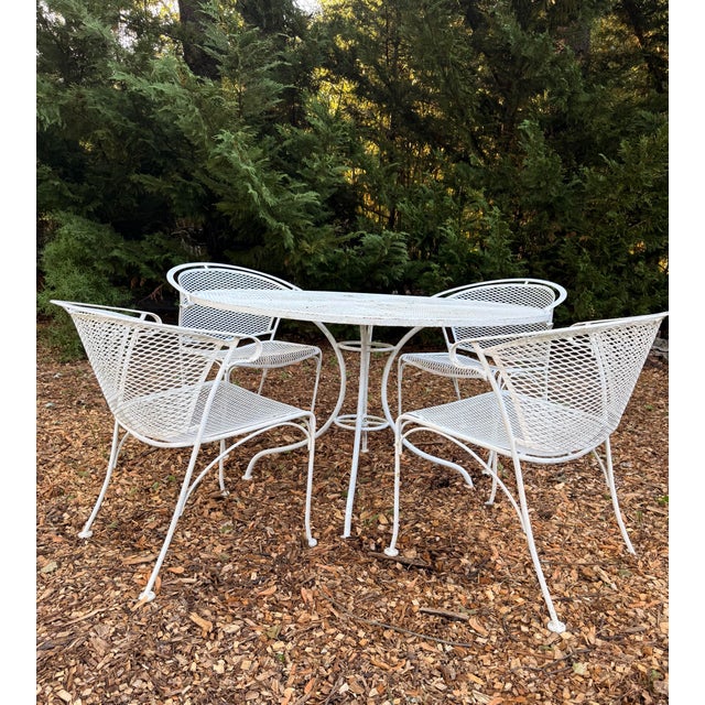 Metal 1970s Woodard “On the Terrace” Wrought Iron Patio Dining Set by Carolina Forge, Set of 5 For Sale - Image 7 of 12