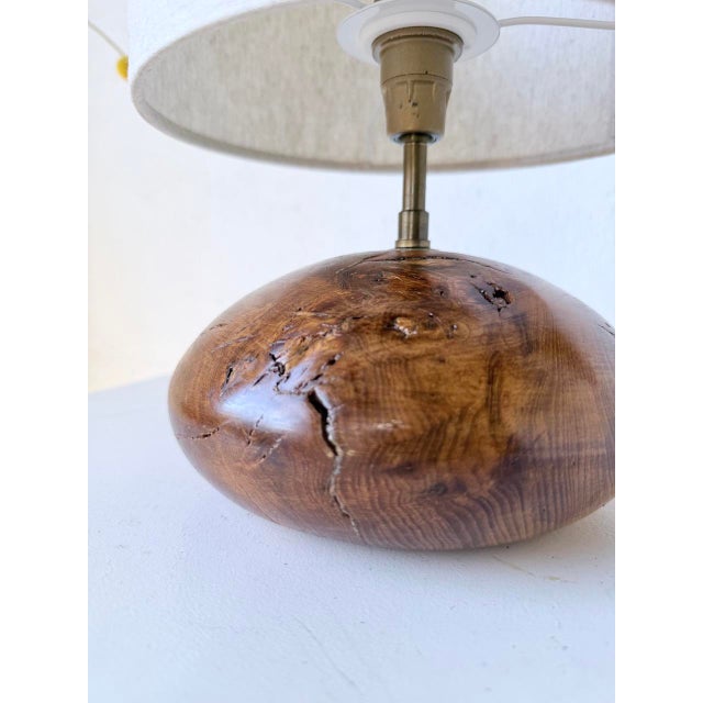 Brutalist Olive Wood Table Lamp, 1970s For Sale - Image 14 of 18