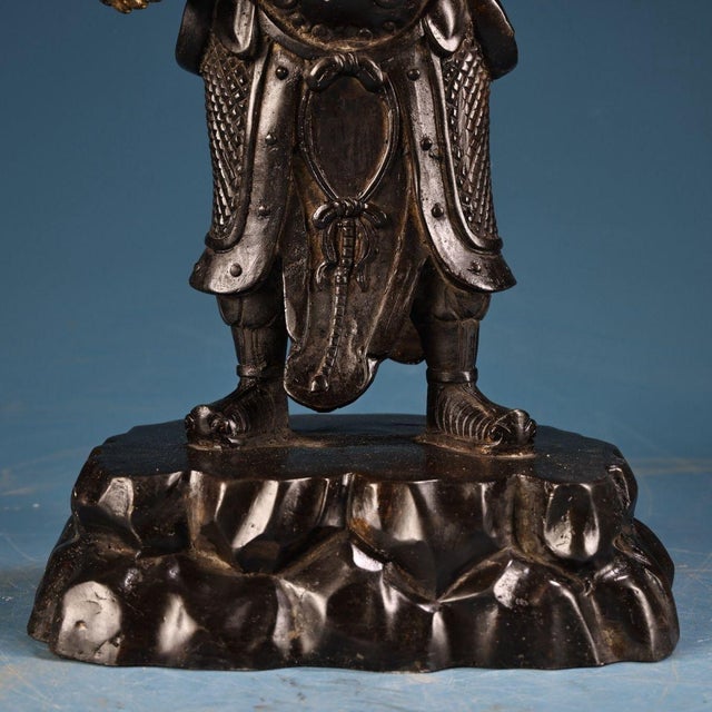 Gilt Bronze Guardian King Statue – Heavenly King Figure For Sale - Image 10 of 10