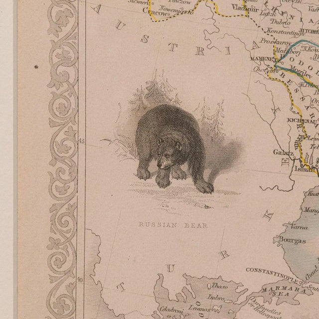 Beige 1850's Antique Lithography Map For Sale - Image 8 of 12