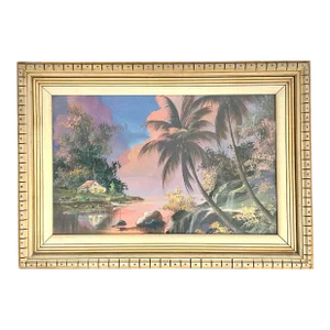 Vintage Coastal Original Landscape Oil Painting on Canvas
