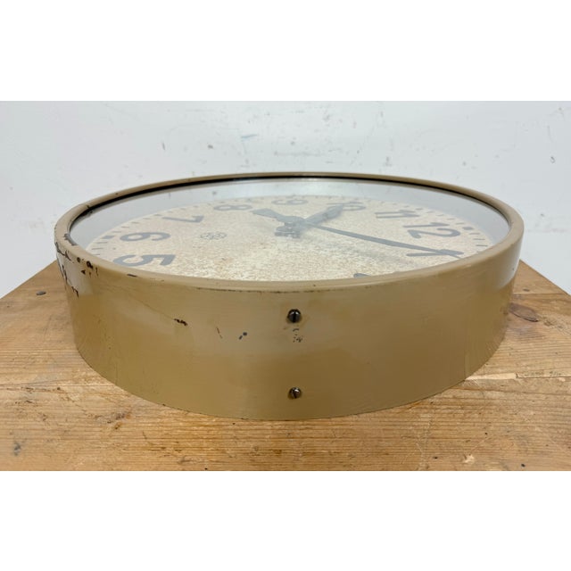 Large Brown Industrial Factory Wall Clock from Chronotechna, 1950s For Sale - Image 10 of 18