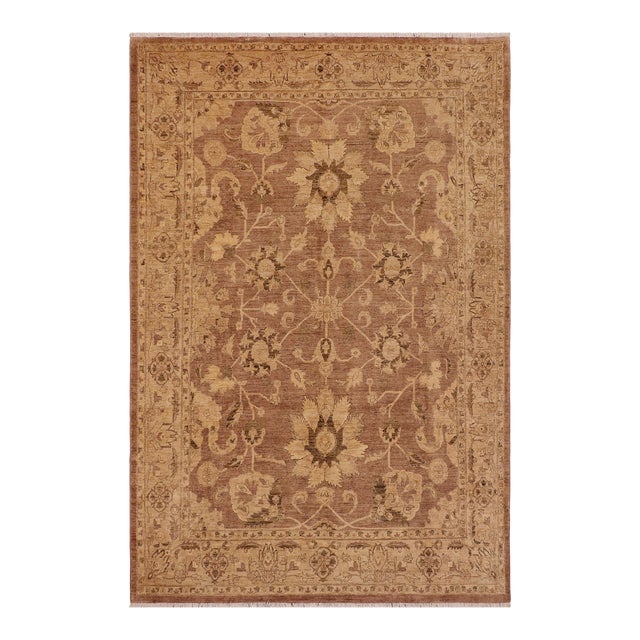 Classic Ziegler Brown Beige Hand-Knotted Wool Rug - 9'0'' X 12'1'' For Sale