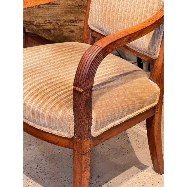 Brown Mid 19th Century A Near Pair of Empire Style Fauteuils With Carved Arm Detail For Sale - Image 8 of 8