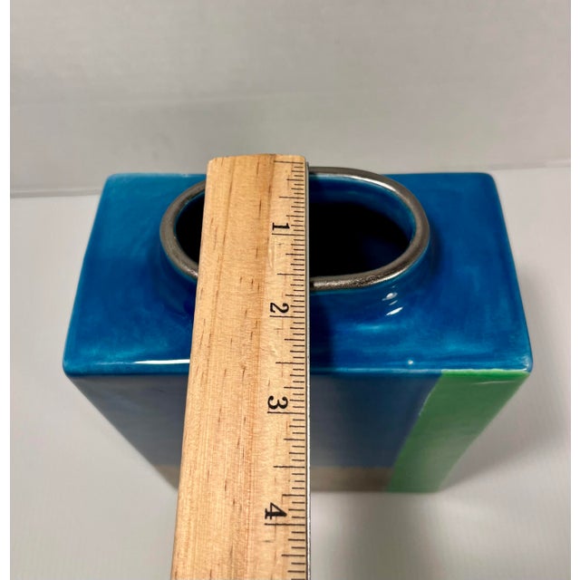 Circa 1960s Mid-Century Modern Rosenthal Netter Block Ceramic Vase Made in Italy For Sale - Image 10 of 10